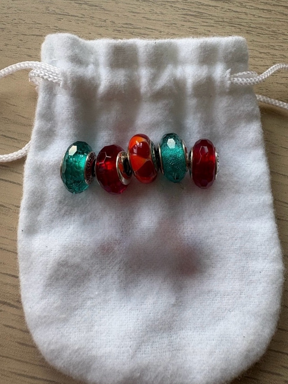 Pandora X5 Glass Bead Charms -  Blue & Red